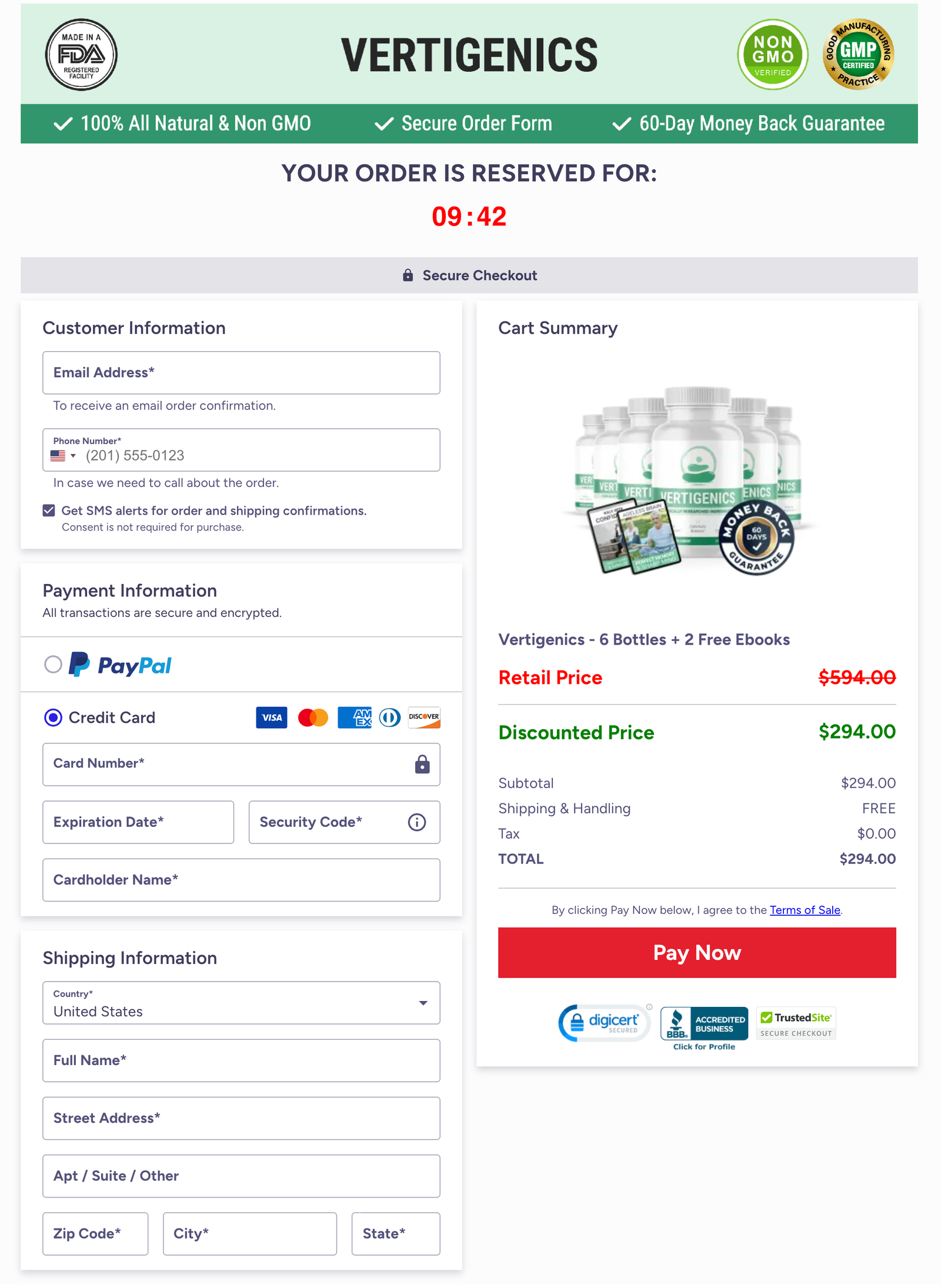 Vertigenics Official Website Secure Order Page